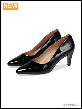 Faux Leather Block Heel Closed Toe Pull-On Pump 2.5 Inch Dress Shoe